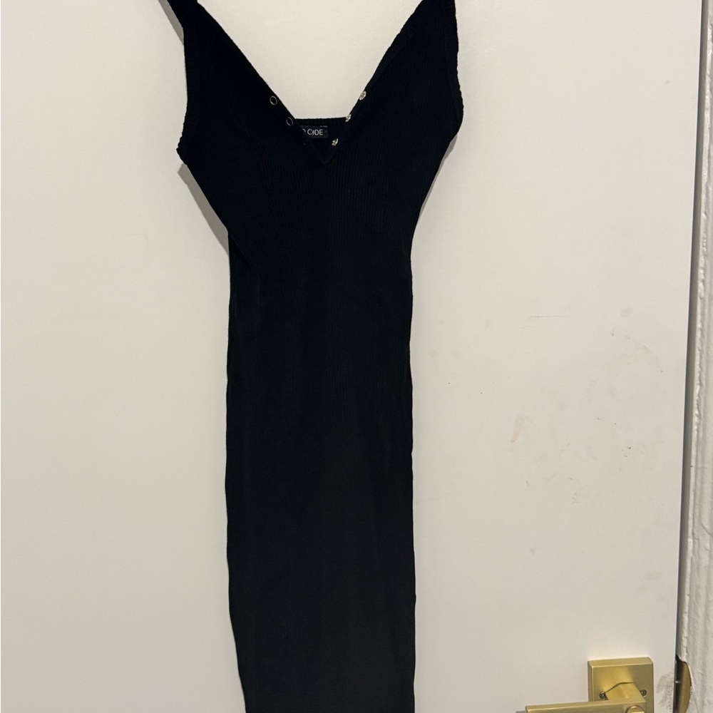 Mind Code Black Ribbed Mini Dress